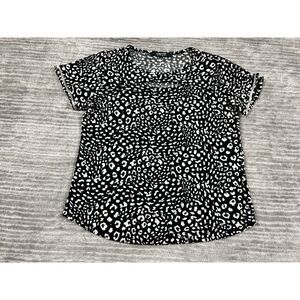 Louise‎ Paris Top Womens Medium Black & White Rhinestone Accent Blouse